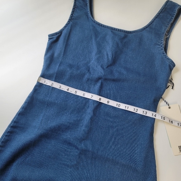 NWT iris chambray stretch denim mini dress contour bodycon 90s Vintage - Picture 10 of 10